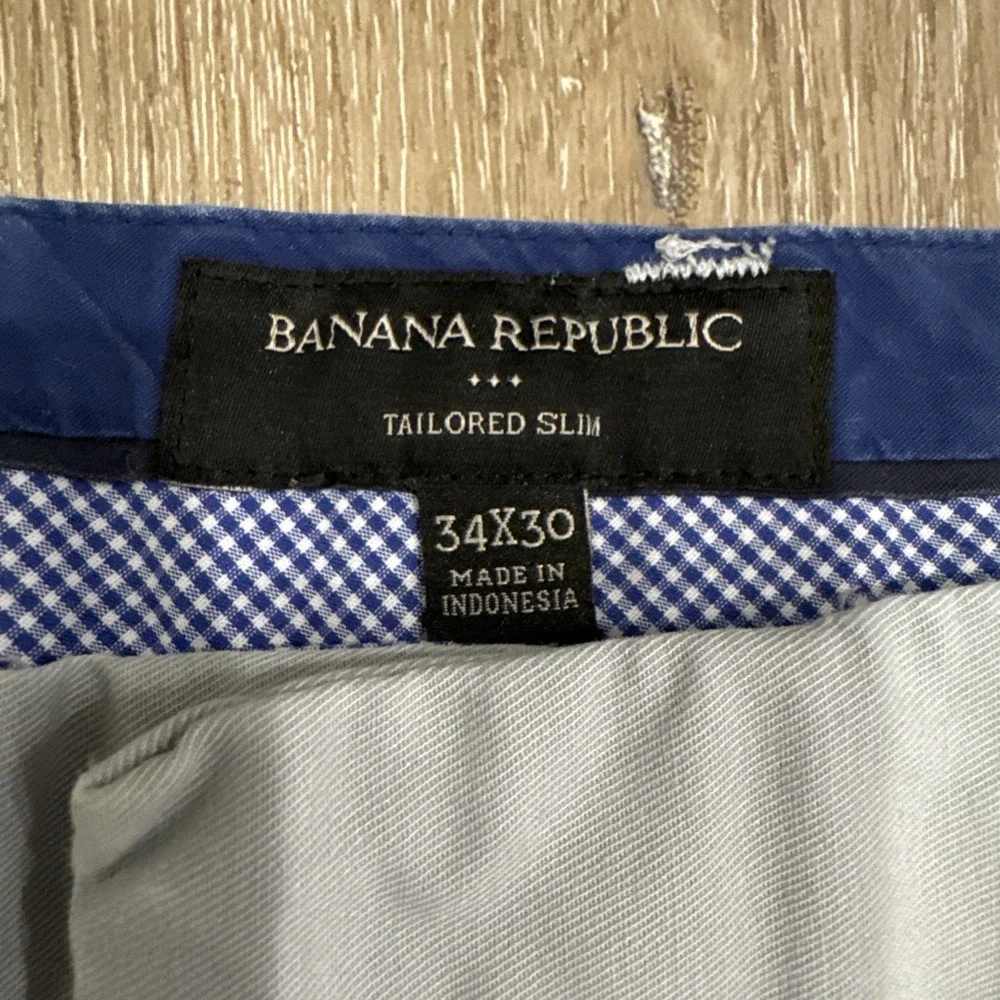 Banana Republic Pants Mens 34x30 Gray Tailored Slim Fit Chino Casual Preppy #940